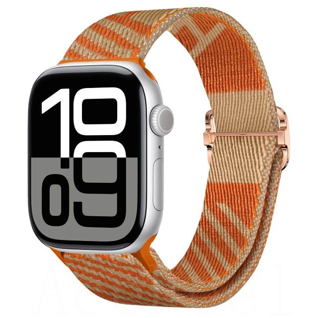 Correa de nailon a rayas para Apple Watch 49mm 46mm 45mm 44mm 42mm 41mm 40mm pulsera ajustable iWatch Ultra 10 9 8 7 6 5 4 SE