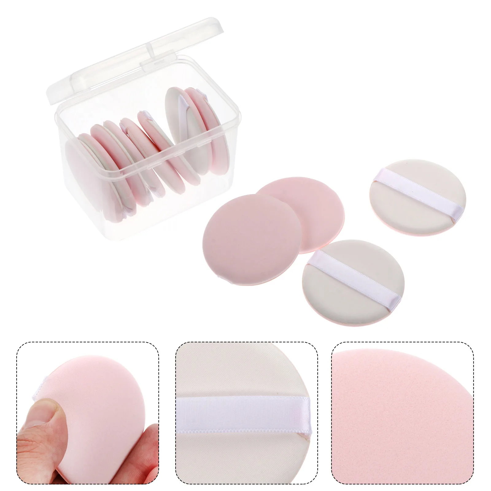 12 Uds. De polvo corrector para maquillaje de pastel, aplicador redondo suave y agradable para la piel para polvo facial, uso húmedo y seco, de larga duración