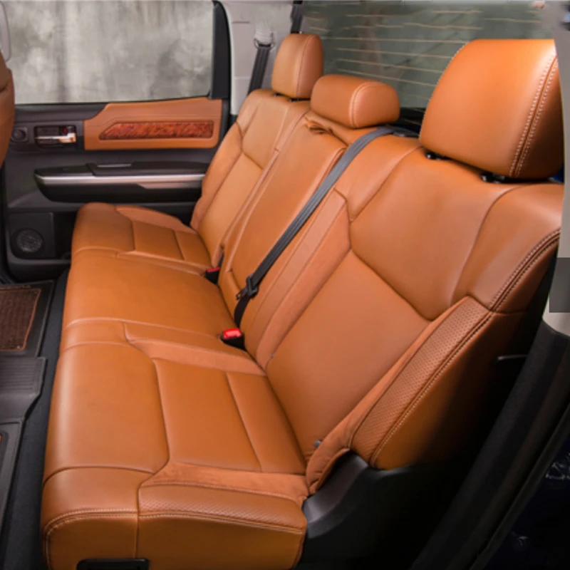 Für Toyota Tundra Crew Max Double Cab Hybrid 2007-2025 Maßgefertigte Auto-Zubehörteile Sitzbezüge 5 Sitze Hochwertige Lederausführung – Detail 2