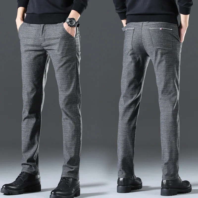 Xiaomi YOUPIN Mid-waist Brushed Plaid Casual Trousers spring Men Skin-friendly Breathable Cotton Linen Stretch Skinny Pants 688