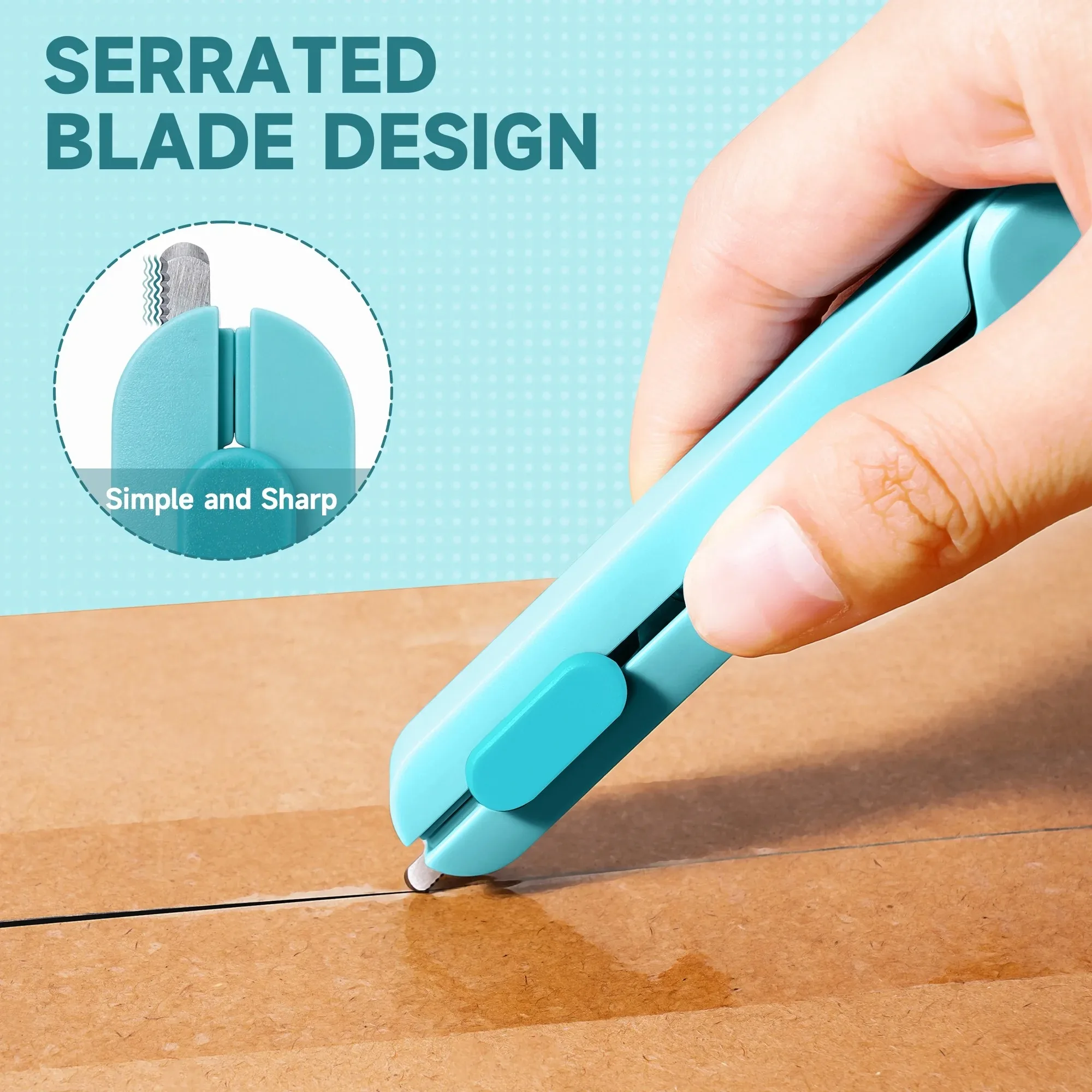 Deli 4 Pack 2-in-1 Scissors and Box Cutter Retractable Multipurpose Cutting Tool for Carton Plastic Fabric Paper