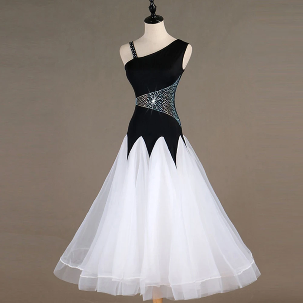 

Новое платье для бальных танцев, платье для выпускного вечера без рукавов, белый ремень, перекрестная повязка со стразами, костюм для соревнований, вечерний