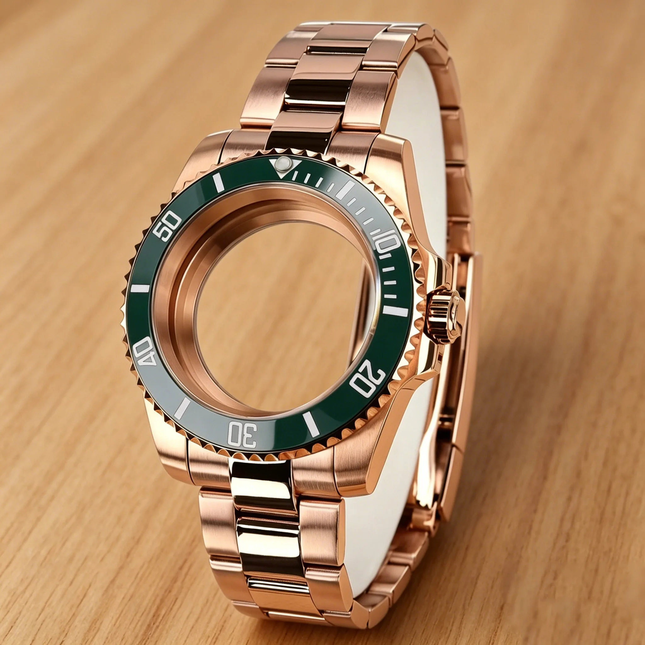 

Hot styles 40mm Rose Gold Watch Case Sapphire Glass For SUB NH35 NH36 NH38 NH34 Miyota 8215 ETA 2824 Movt Transparent Back Parts