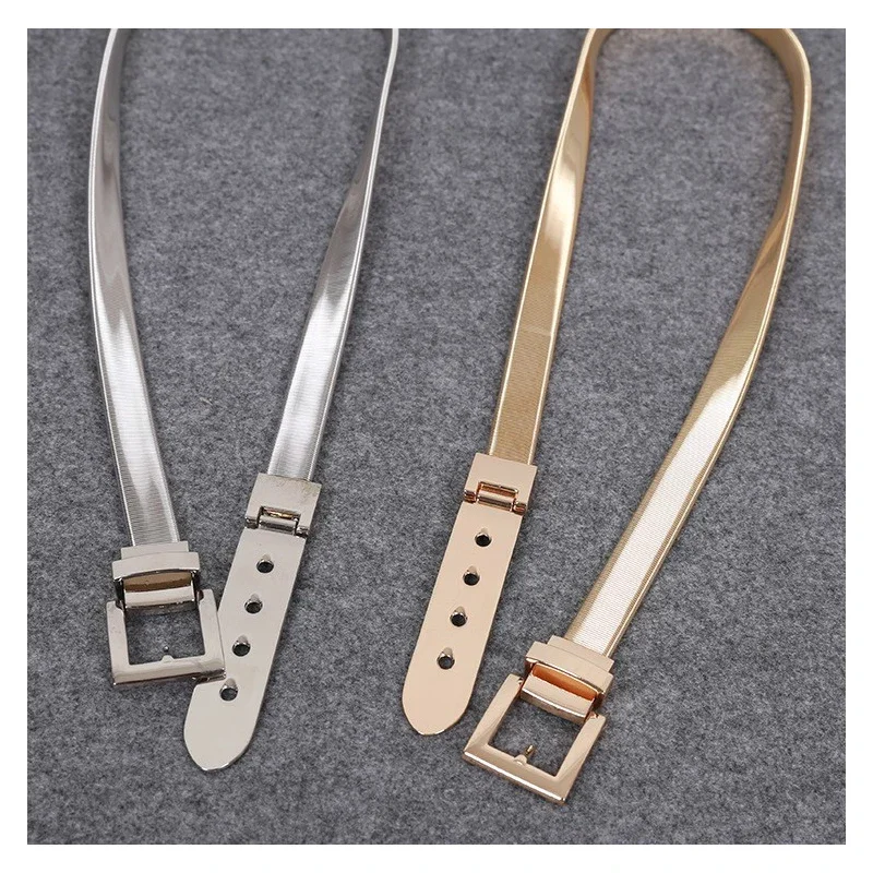 Women Gold and Silver Full Metal Elastic Chain belt Pin Clasp Buckle Waistband Luxury Fashion Belts bg-040