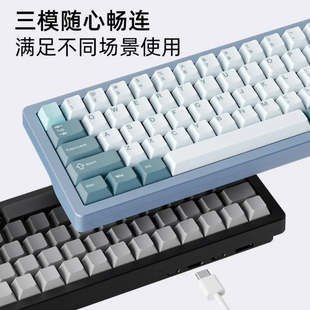 Imagem -04 - Xinmeng A66 Kit de Teclado Mecânico de Alumínio Personalizado Tri-modo Estrutura de Junta Permutável Rgb Voz de Alta Fidelidade com Botão para Jogos