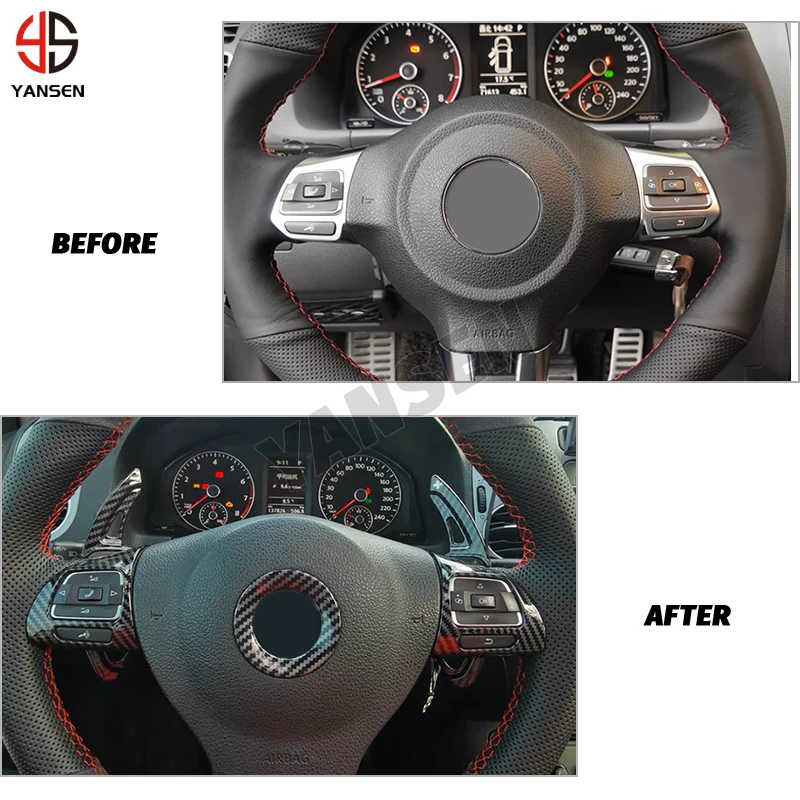 ABS Carbon Fiber Car Steering Wheel Shift Paddle Extension Shifters For Volkswagen VW Golf 6 GTI R20 CC R36 Scirocco Magotan