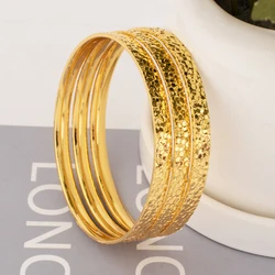60mm Gold Color Hoop Bangles Bracelets Copper Thick Engraved Design Bangle for Women Fashion Jewelry Luxury Party Accessories