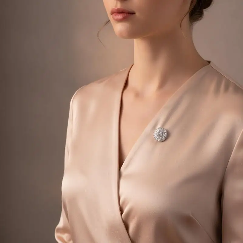 Crystal Rhinestone Magnetic Tie Pins Traceless Flower Design for Women Strong Grip Fashion Brooch for Wedding Bridal Outfit Acc
