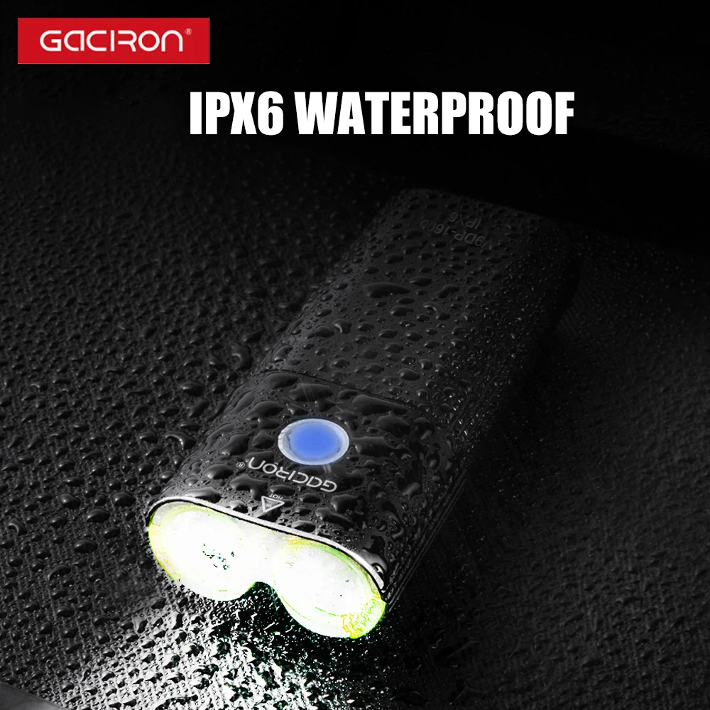 GACIRON V9DP 1800Lumens Bicycle Front Light Bike Accessories IPX6 Waterproof 5000mAh Rechargeable Flashlight Bike Headlight