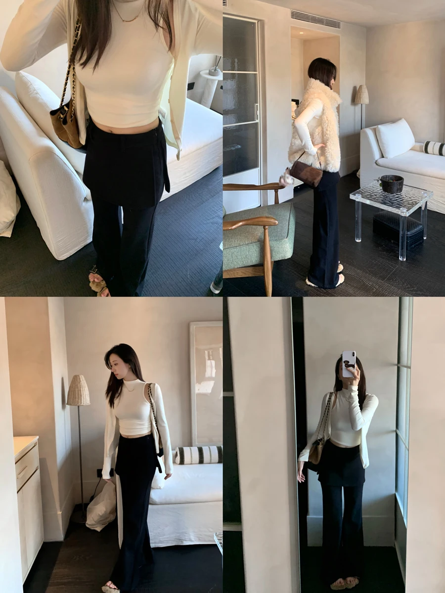 

Женские расклешенные прямые повседневные брюки на подкладке с высокой талией, длинные брюки с визуальным удлиняющим эффектом, осень-зима Faion