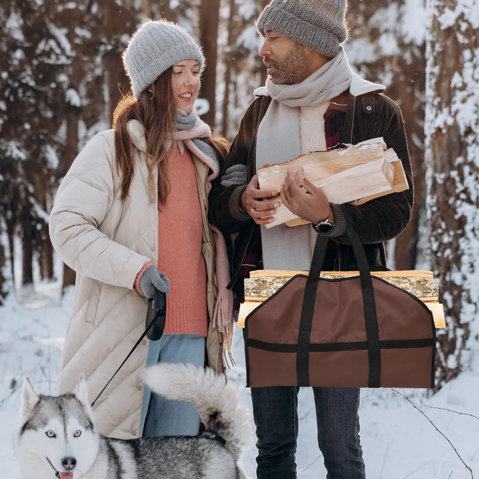 Oxford Cloth Firewood Bag Large Reusable Wood Carrier Portable Logging Tote Outdoor Holder Logs Storage Bag For
