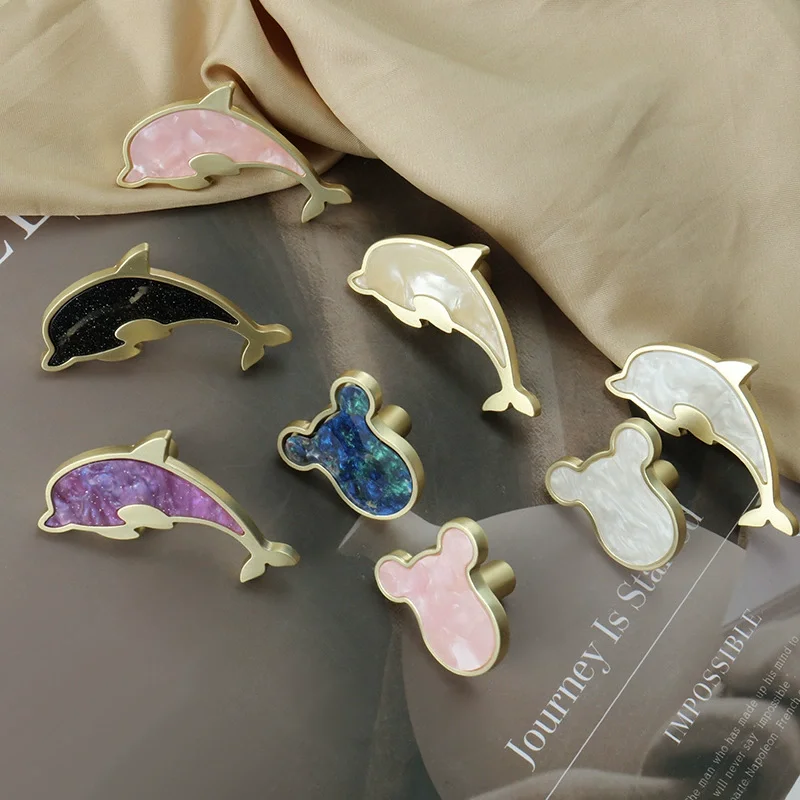 3pcs Dolphin Bear Rabbit Drawer Cabinet Door Handle Wardrobe Solid Pulls Animal Shaped Design Personalized Handles