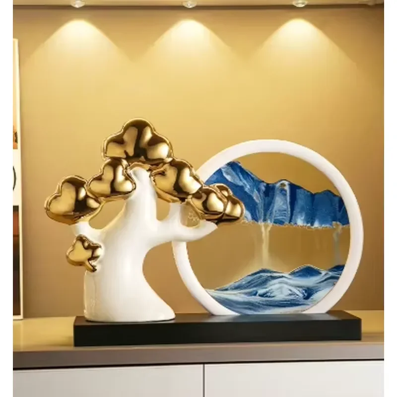 Hand Painted Ceramic Elephant Hourglass Sculpture for Living Room Home Decor Art Piece Feng Shui Ornament Unique Pottery