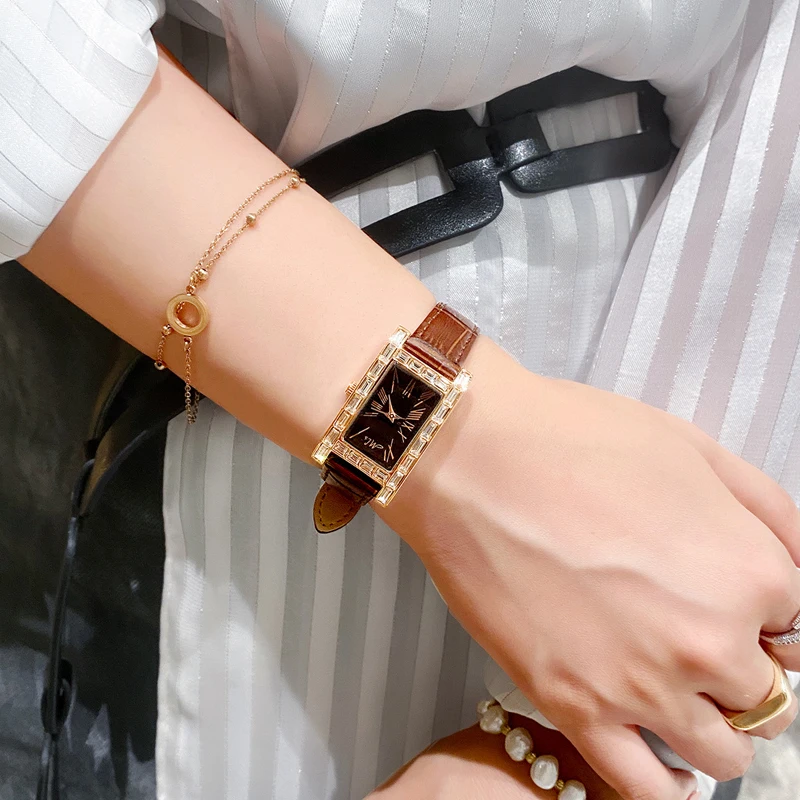 Women's Korean-Style Square Rhinestone Casual Starry Quartz Watch for Womens Business Watches