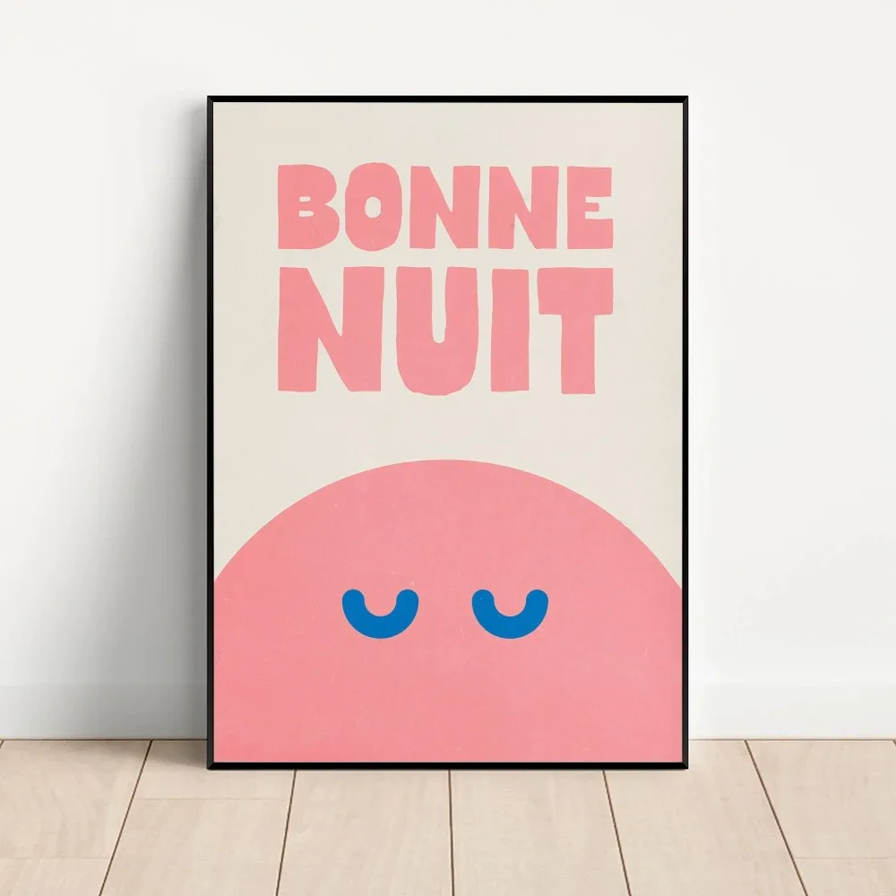 Bonne Nuit Print Goodnight Poster Posters Kraft Paper Vintage Poster Wall Art Painting Study Aesthetic Art Small Wall Stickers