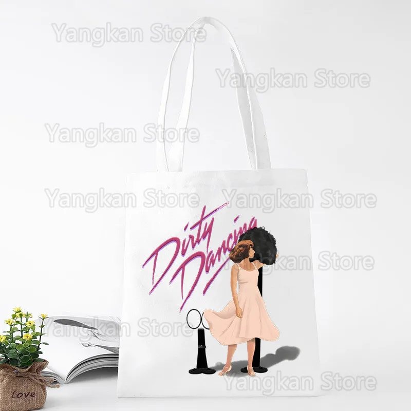 Dirty Dancing Movie Harajuku Shopper Bags for Women Resuable Tote Bag Harajuku Large Capacity Shopping Bag Anime Printing