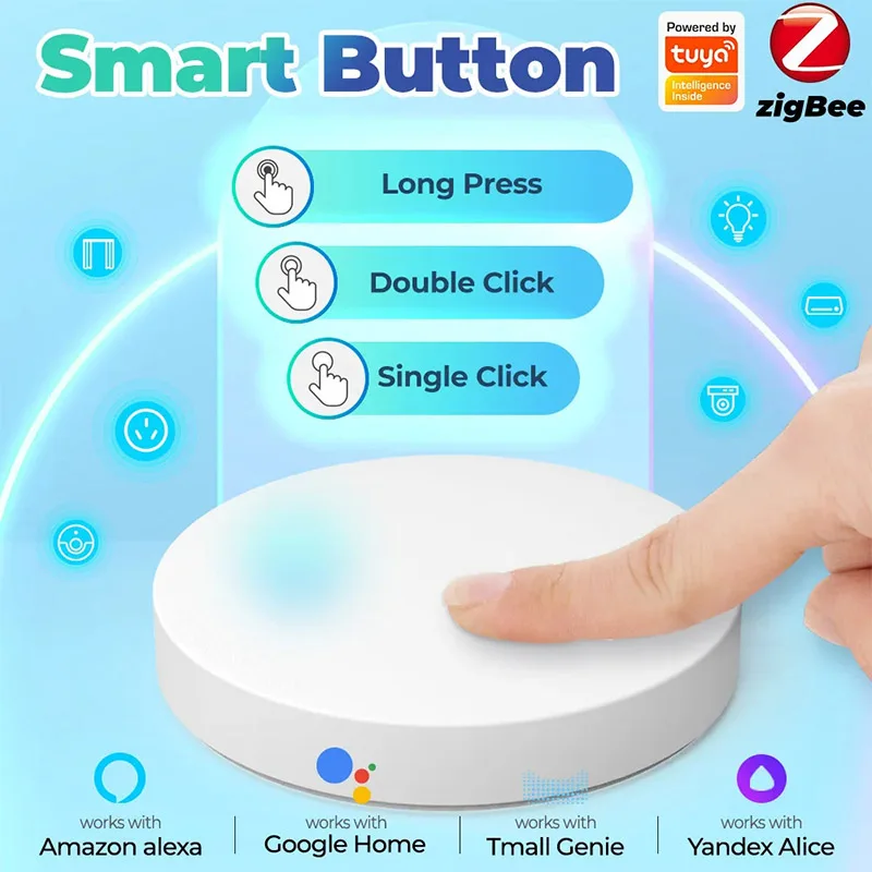 Tuya ZigBee Button Scene Switch Intelligent Linkage Smart Switch Battery Powered Automation Work With Smart Life Zigbee Devices