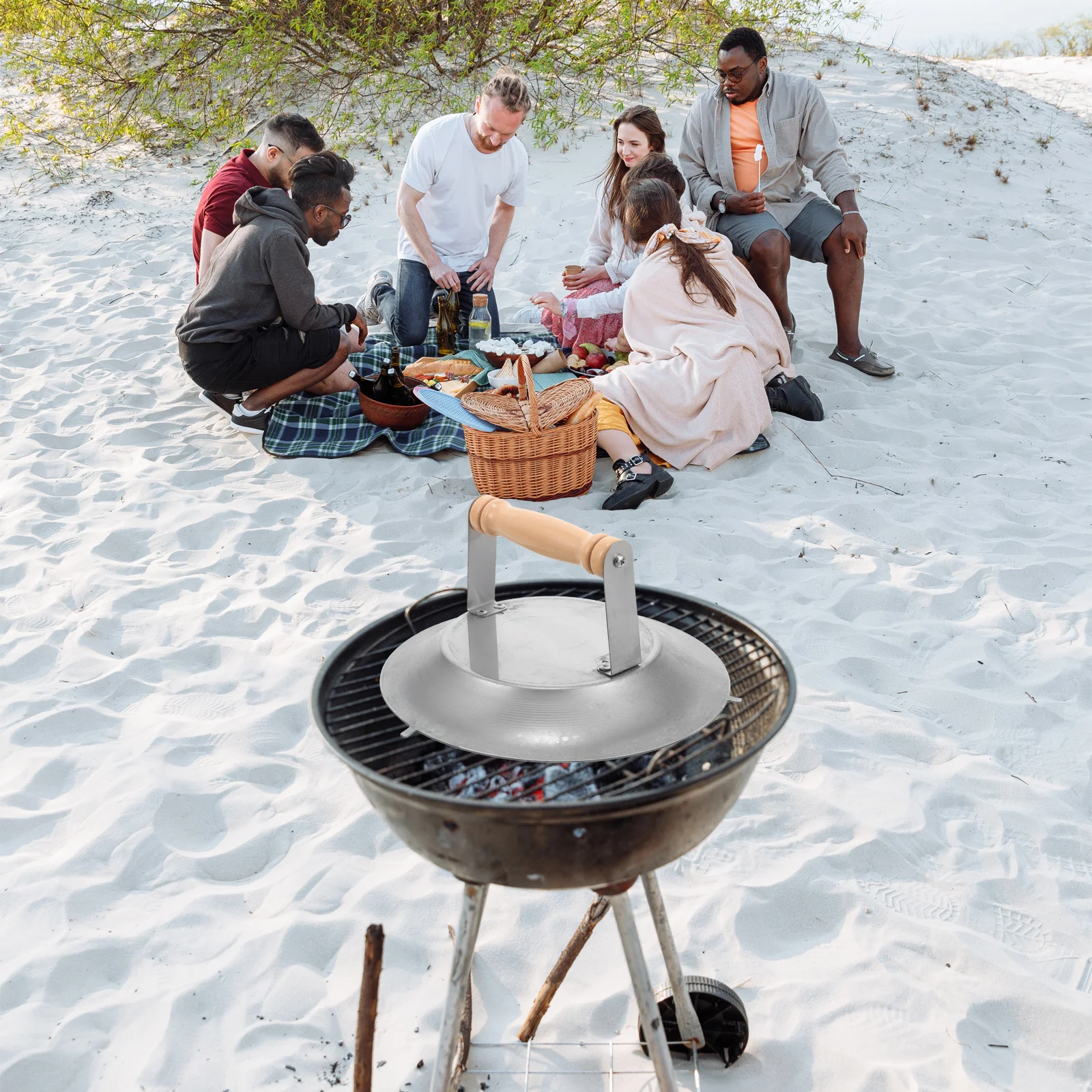 

Convenient Stainless Steel Grill Grate Lift Cover Heat Resistant Bbq Tool Kitchen Oven Microwave Steamer Basket Clamp