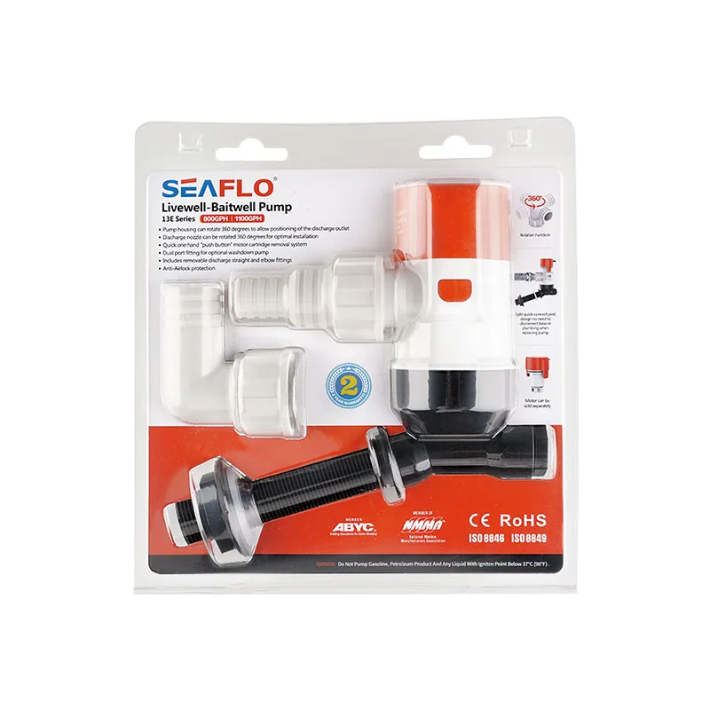 새로운 디자인 800GPH-1100GPH 전기 다이어프램 펌프 Livewell Baitwell 펌프 낚시 보트 OEM 맞춤형