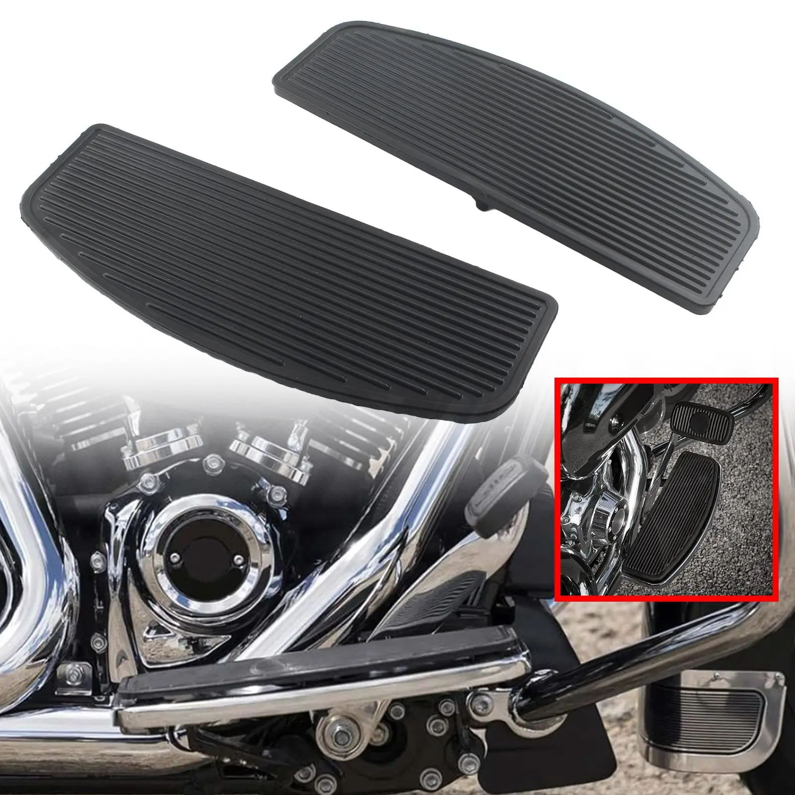 Motorcycle Front Rider Insert Floorboard Footboard Footrest Footpegs For Harley Touring Softail Standard Slim Road Glide FLHR