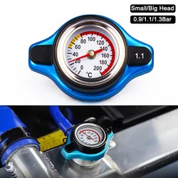 Thermost Radiator Cap Tank Cover Water Temperature Gauge 0.9Bar 1.1Bar 1.3 Bar Cover Racing Car Big or Small Head