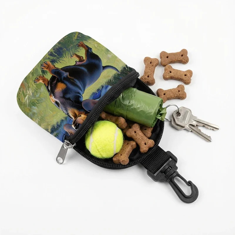 Niedliche Dackel-Snacktasche im Van-Gogh-Stil – Tragbare Leckerli-Tasche für Hunde, Outdoor-Trainingstasche, Belohnungs-Gürteltasche – Detail 2