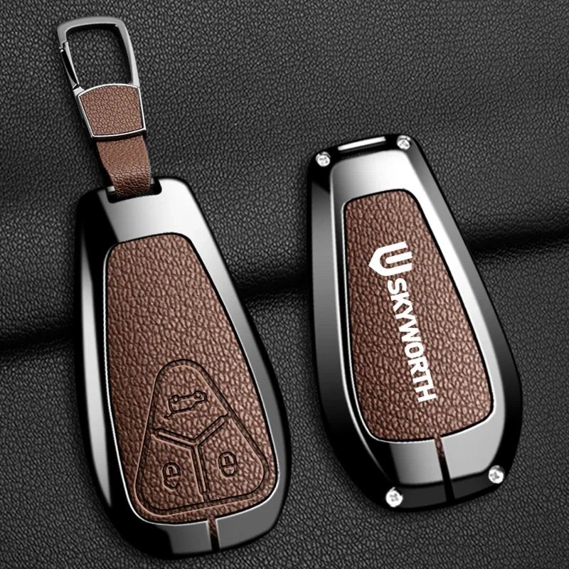 Auto-Schlüsselhülle aus Zinklegierung und Leder mit Kette für Skyworth EV6, Skywell ET5, HT-i, HTI, Imperium, SEV, Elaris, Beo, Phev Zubehör – Detail 7