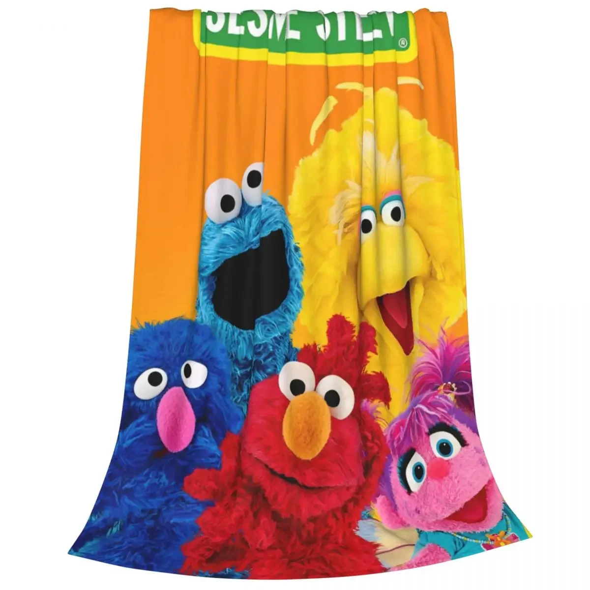 S-Sesame Streets Blanket Fleece Printed Cookie Monster Cartooon Portable Lightweight Throw Blankets for Bedding Car Bedspread