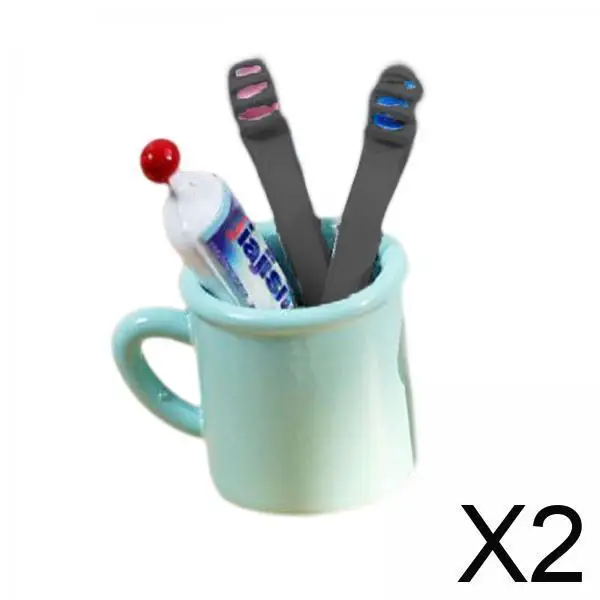 

2xMiniature Dollhouse Bathroom Accessories DIY Scene Model for Decor Blue