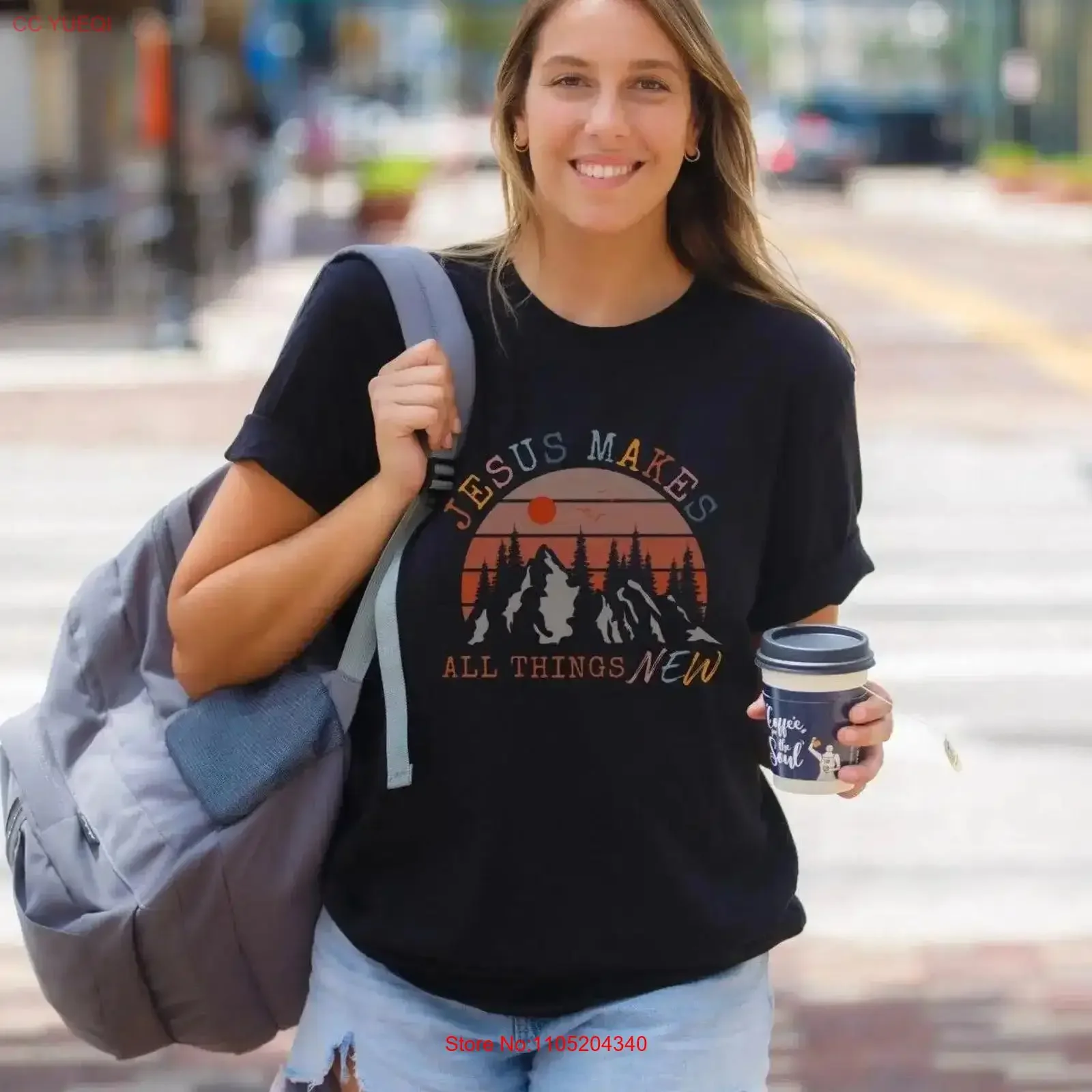 يسوع يجعل كل شيء قميصًا جديدًا ملابس مسيحية تي شيرت دراسة الكتاب المقدس هدية الإيمان إصلاح الآية الآية خمر مغسول أنيق #1