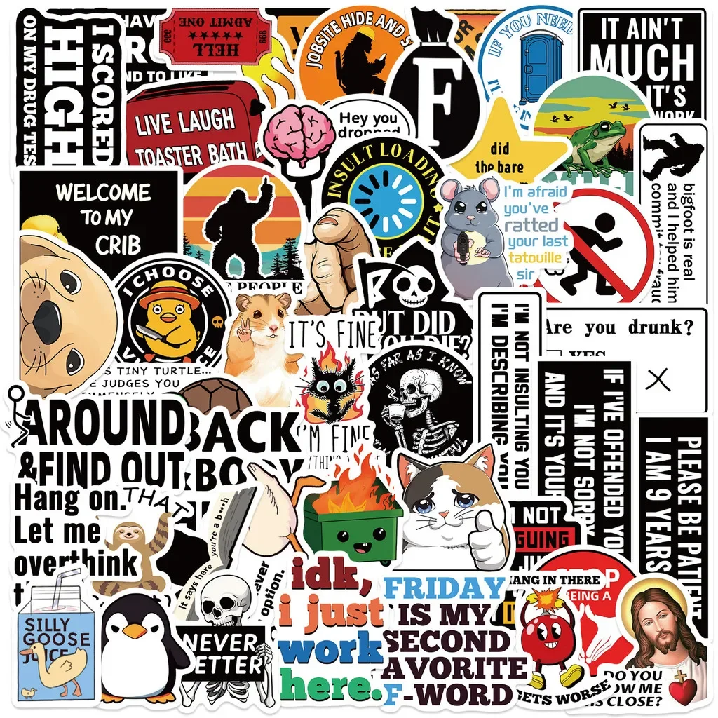 50 Pieces Cartoon Prank Meme Graffiti Stickers - Waterproof PVC DIY Decals for Guitars, Phone Cases Water Cups AnimeWorlds Store