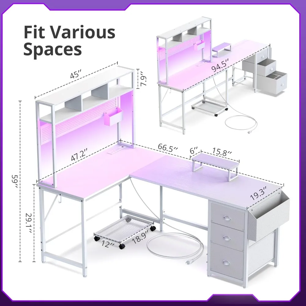 L Shaped Gaming Desk 94.5