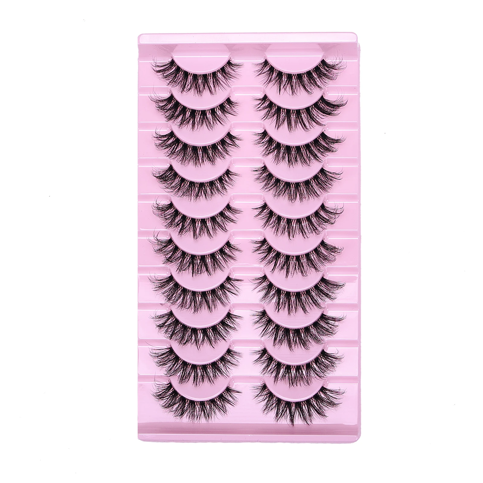 10 أزواج من الرموش الرقيقة الطبيعية D حليقة ثلاثية الأبعاد حجم الرموش الصناعية شرائط رموش شفافة