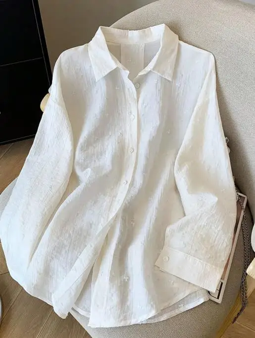 Blusa de mujer 2026 nueva primavera otoño Color sólido temperamento cuello vuelto manga larga suelta ajuste Casual diario camisa con cordones