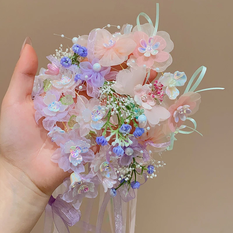 Artificial Flower Crown Headband For Girls Sweet Floral Hair Hoop Party Headwear Wedding Hairband Children Hair Accessories