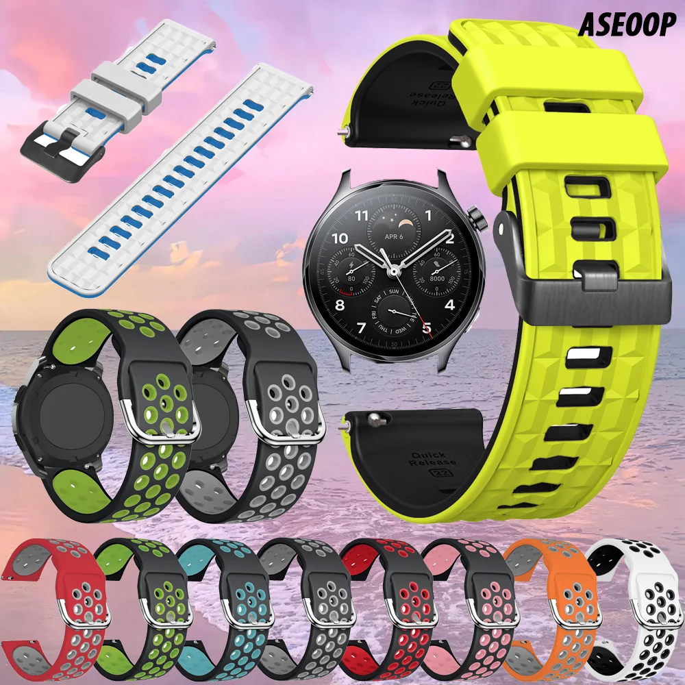 Силиконовый ремешок для умных часов 22 мм для Xiaomi Huami Amazfit GTR 47 мм 2 2e, ремешок-браслет для часов S3/S4 47 мм/S1, активный ремешок для часов Correa