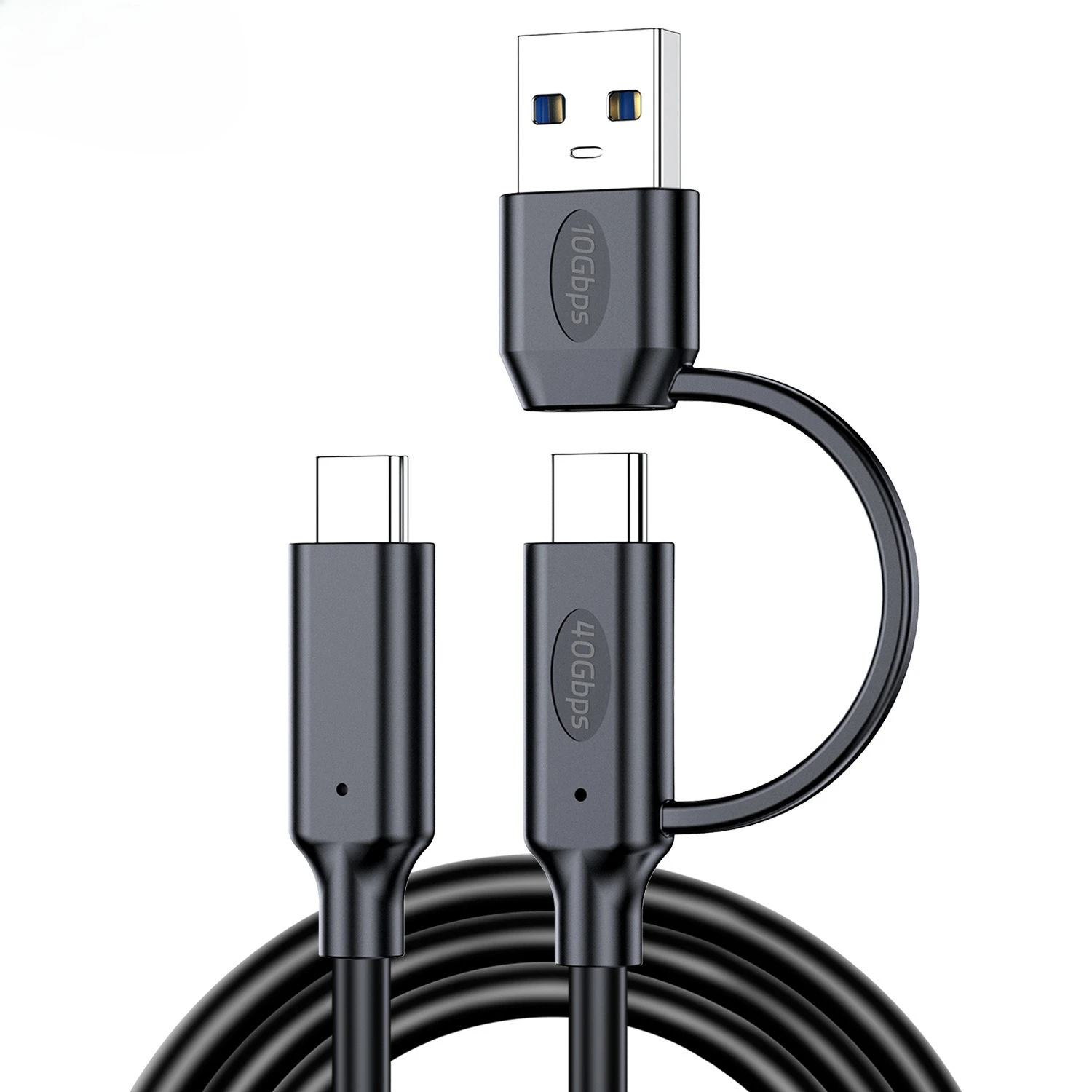USB4 2 في 1 كابل بيانات PD 240 واط UHD 8K فيديو نوع C إلى C القرص الصلب 40Gbps + USB 3.2 USB A إلى C تمديد كابل كابل شاحن متعدد