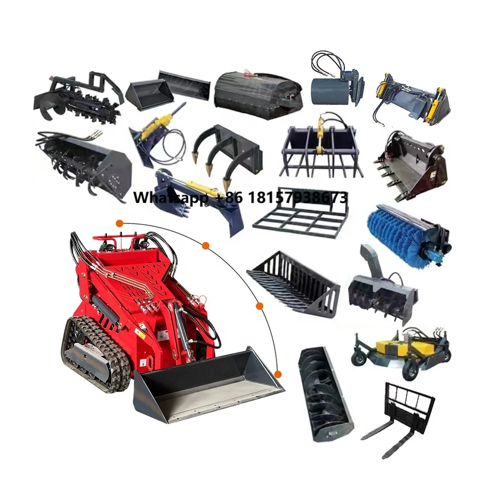 

Hot Sell Accessories for Skid Loaders: 4 in 1 Bucket, Backhoe Digger, Forks, Hammer, Snow Blower, Cleaner, Concrete Mixer