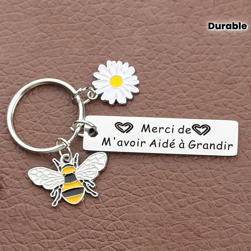 Gratitude Keychain with Daisy & Bee Charms, 