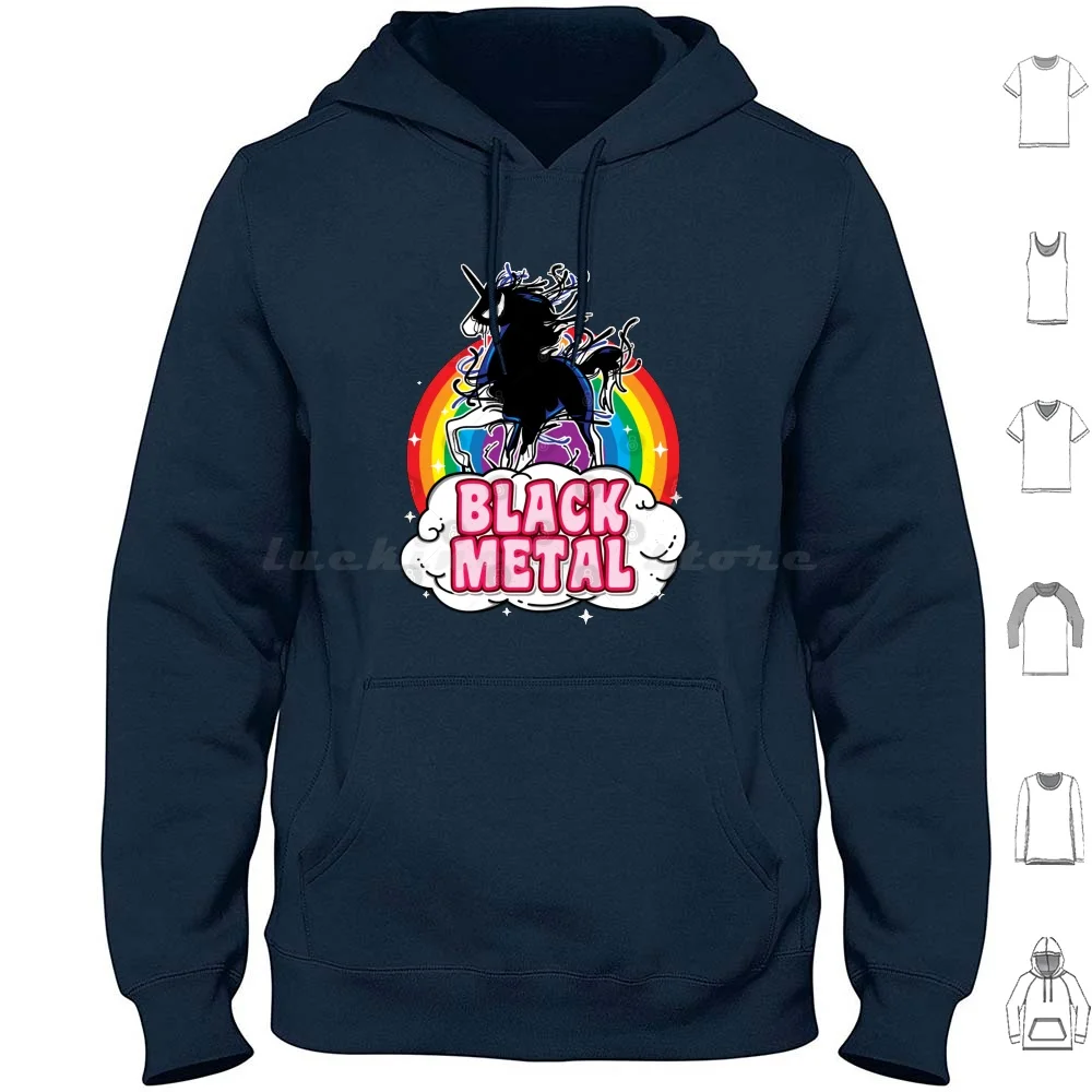 سترة بقلنسوة مضحكة من Active First Wave Venom Bathory باللون الأسود المعدني Unicorn بأكمام طويلة نشطة للموجة الأولى Venom Bathory باللون الأسود