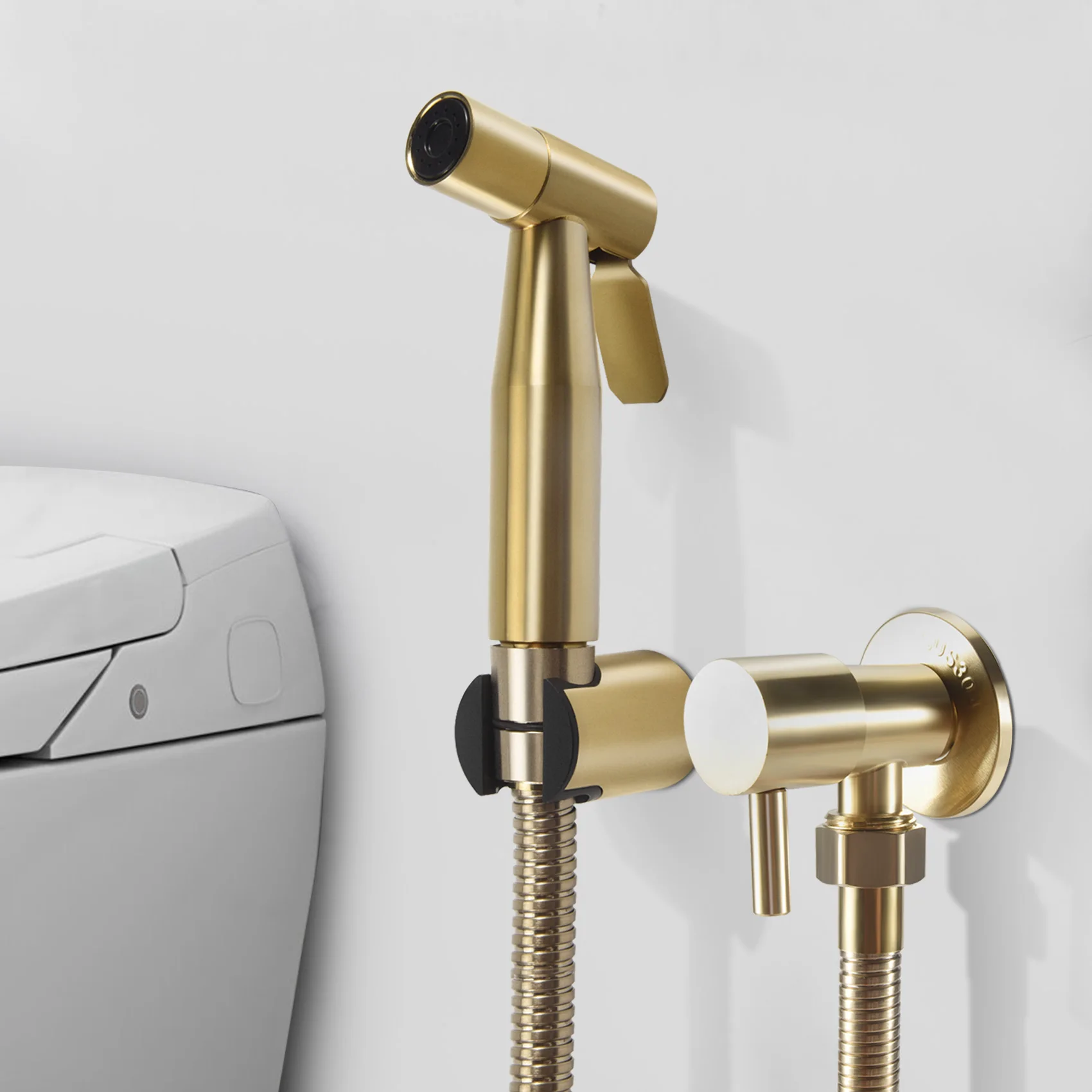 

ABSS-Комплект смесителей для биде для ванной комнаты, матовый золотой настенный распылитель для биде, душ с запорным клапаном