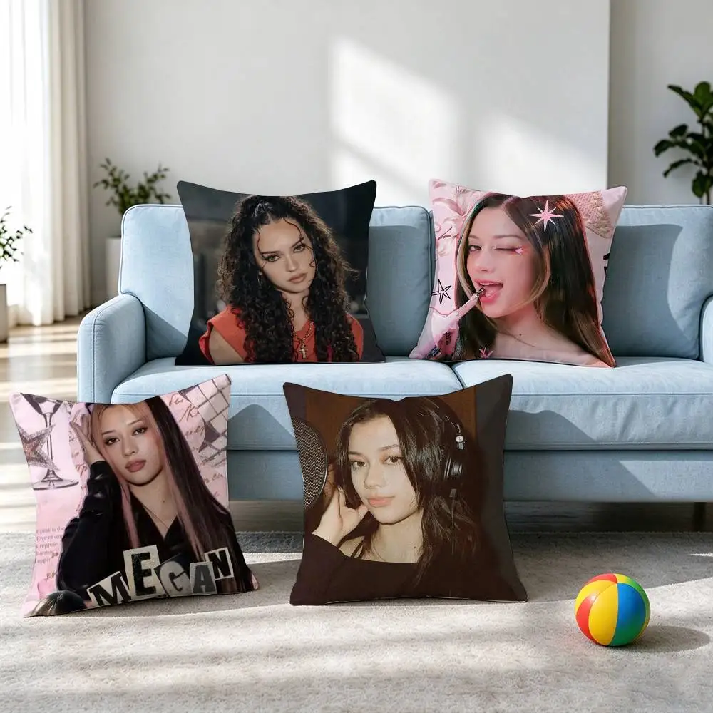 KATSEYE Megan Girl-Group  Pillow Case Square Double-Sided Sofa Cushion Cover Bedroom Bedside Pillow Gift