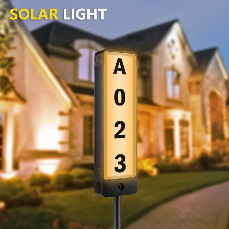 Creative Doorplate Lamps Solar Charging Lighting Letter and Number Solar Panel Lamp Lawn Installation Doorplate Indicator Lights