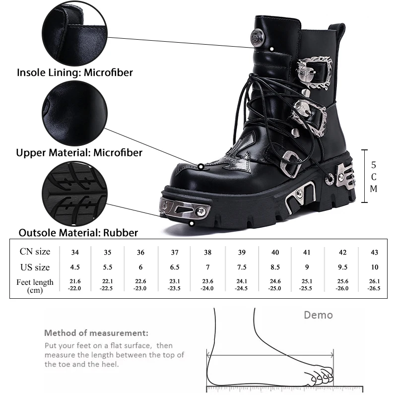 GMQM Platform Fashion Women Ankle Boots New 2024 Motorcycle Boots Metal Decoration Punk Gothic Style Round Toe Thick Sole Shoes