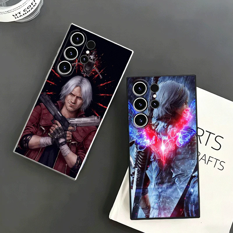 D-Devil M-May Cry 5 Soft Phone Case For Samsung S24 S25 S26 Ultra S23 S22 Plus S21 S20 FE Edge + Black White Couple Cover