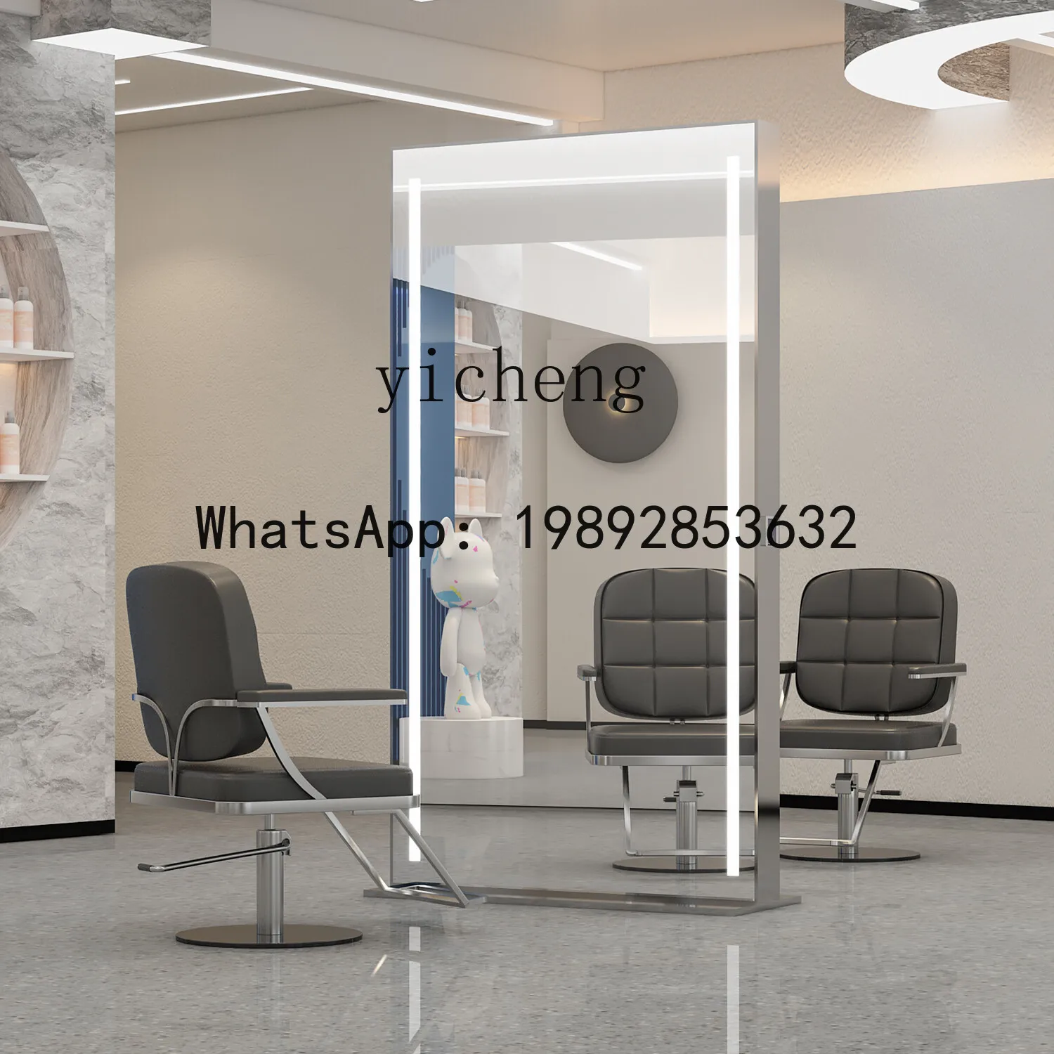 H3  barber shop mirror table with lamp, special perm and dyeing area for hair salon, barber shop barber mirror
