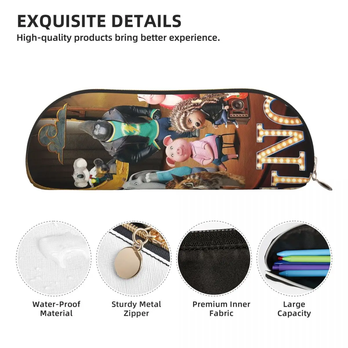 Sing 2 مقلمة حامل أقلام تخزين لوازم القرطاسية سعة كبيرة صندوق القلم حقيبة أقلام رصاص لمدرسة الأطفال