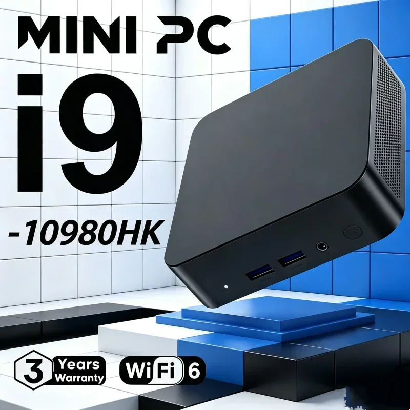 Sturdy Core I9 10980HK Portable Mini PC, WiFi6 BT5.2, Dual Gigabit Ports, 4K Multi Display Compact Host for Office Daily