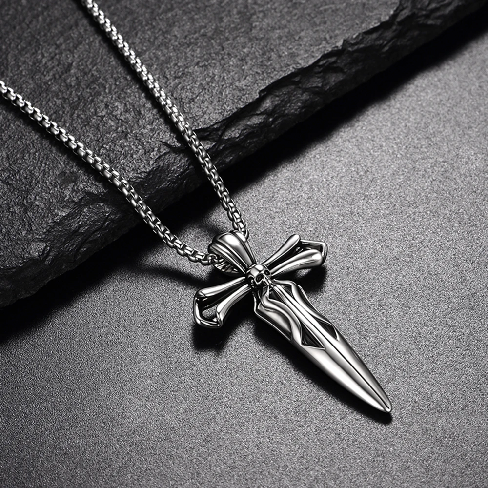 

Retro Gothic Skull Cross Necklace For Men And Women Silver Plated Fashion Personality Street Hip-Hop Trendy Gift Jewelry