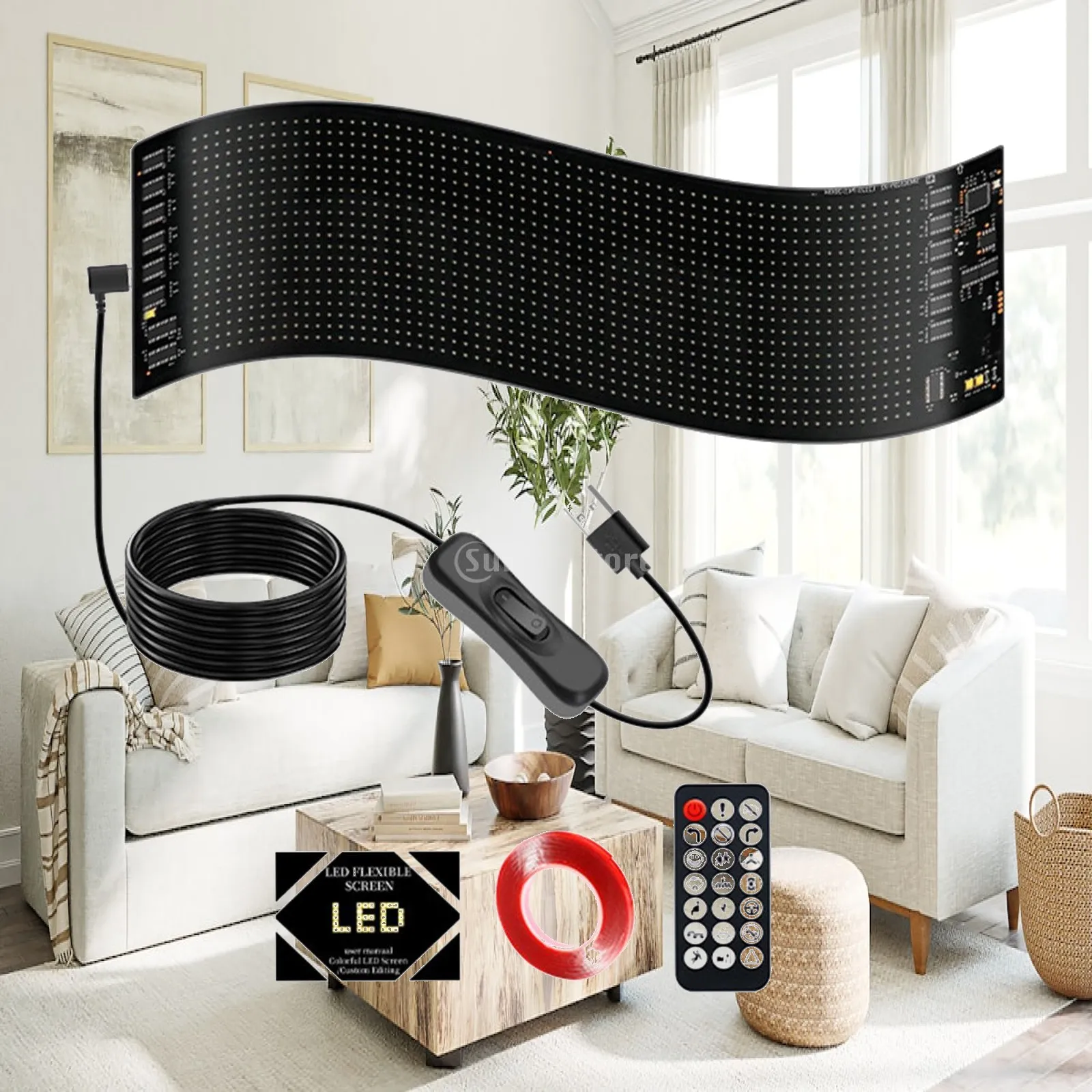 Car Lights Flex Screen Dynamic LED Eye Lamp Waterproof Remote Control Display for Car Ambience and Parties